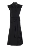Carolina Herrera Sash-detailed Cotton Poplin Midi Wrap Dress In Black