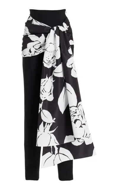 CAROLINA HERRERA SASH-DETAILED HIGH-RISE WOOL SUITING SKINNY PANTS