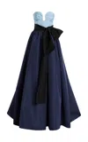 Carolina Herrera Sash-detailed Silk Taffeta Ball Gown In Multi