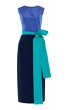 Carolina Herrera Sash-detailed Stretch-crepe  Dress In Blue