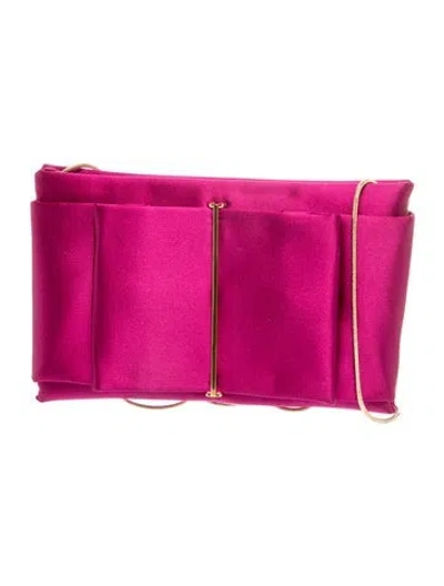 Pre-owned Carolina Herrera Satin Clutch W/ Tags In Pink