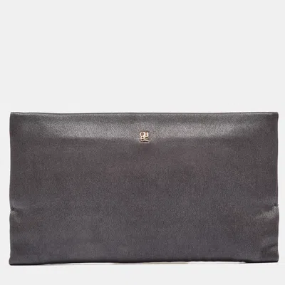 Carolina Herrera Satin Frame Clutch In Grey