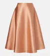 Carolina Herrera Flared Duchesse Midi Skirt In Brown