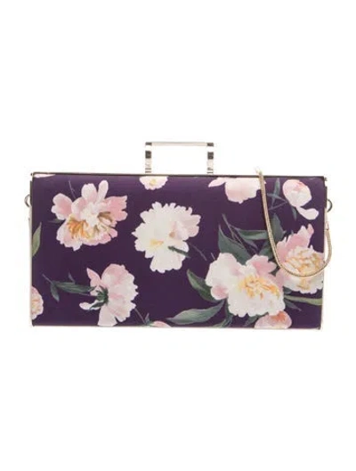 Pre-owned Carolina Herrera Satin Minaudière In Purple