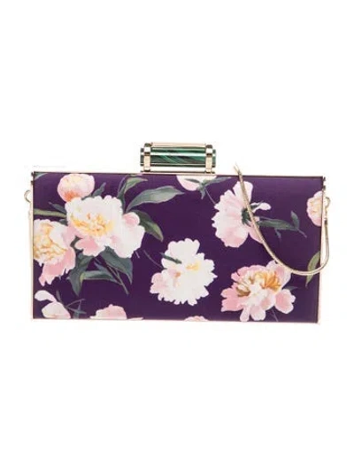 Pre-owned Carolina Herrera Satin Minaudière In Purple