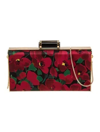 Pre-owned Carolina Herrera Satin Minaudière In Red