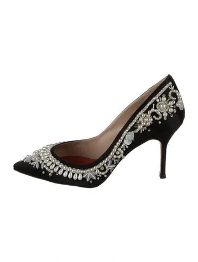 Pre-owned Carolina Herrera Satin Patterned Pumps W/ Tags In Black