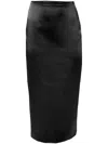 Carolina Herrera Satin Pencil Midi Skirt In Black