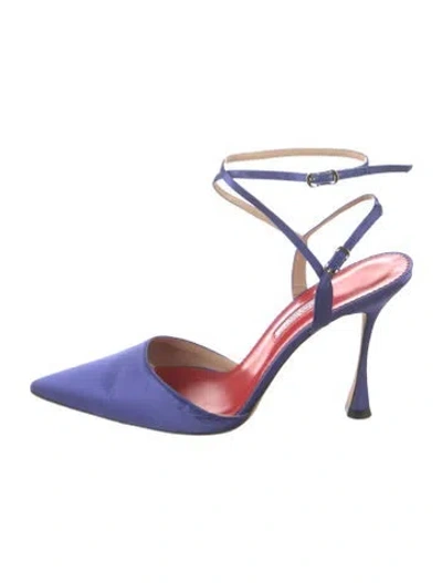 Pre-owned Carolina Herrera Satin Pumps In Blue