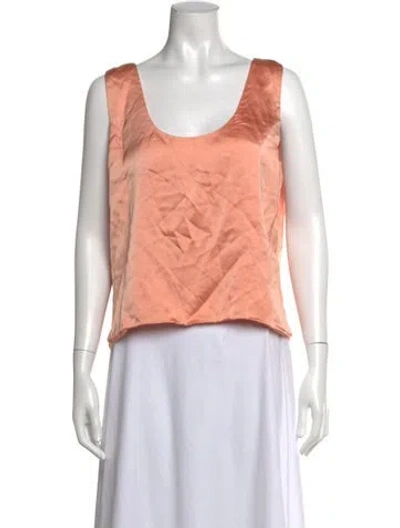 Pre-owned Carolina Herrera Satin Scoop Neck Top In Neutrals
