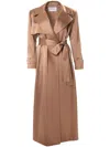 Carolina Herrera Belted Satin Trench Coat In Brown