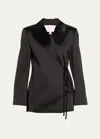 CAROLINA HERRERA SATIN WRAP-FRONT OVERSIZED JACKET