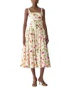 Carolina Herrera Floral Sleeveless Drop-waist Pleated Midi Dress In Multi