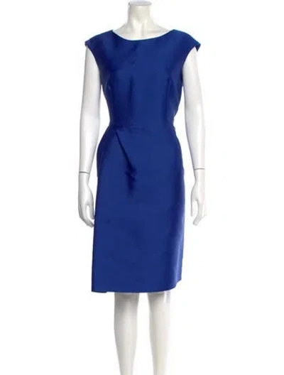 Pre-owned Carolina Herrera Scoop Neck Knee-length Dress In Blue