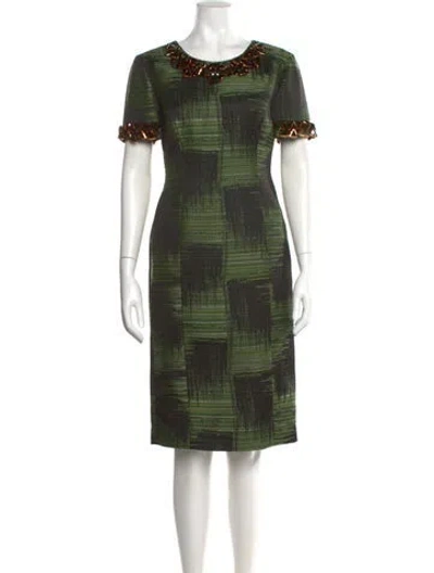 Pre-owned Carolina Herrera Scoop Neck Knee-length Dress In Green