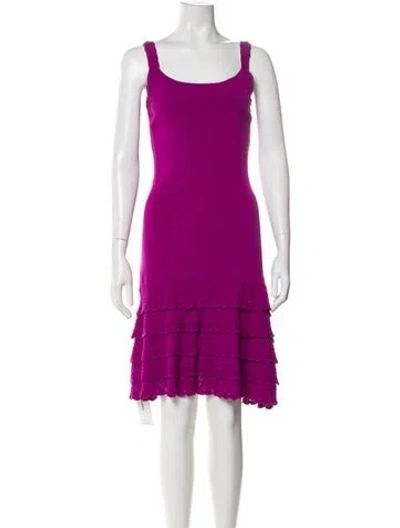 Pre-owned Carolina Herrera Scoop Neck Knee-length Dress In Purple