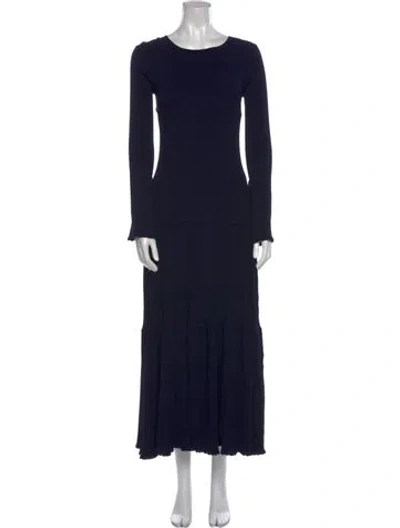Pre-owned Carolina Herrera Scoop Neck Long Dress In Blue