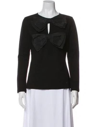 Pre-owned Carolina Herrera Scoop Neck Long Sleeve Blouse In Black