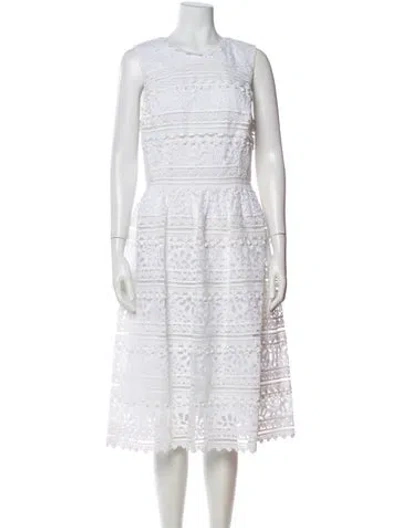 Pre-owned Carolina Herrera Scoop Neck Midi Length Dress In Neutral