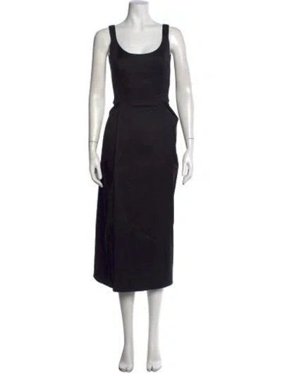 Pre-owned Carolina Herrera Scoop Neck Midi Length Dress W/ Tags In Black