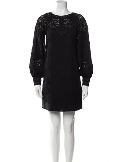 Pre-owned Carolina Herrera Scoop Neck Mini Dress W/ Tags In Black
