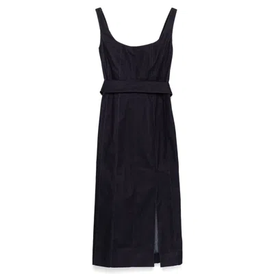 Carolina Herrera Scoop Neck Seamed Midi Dress In Black