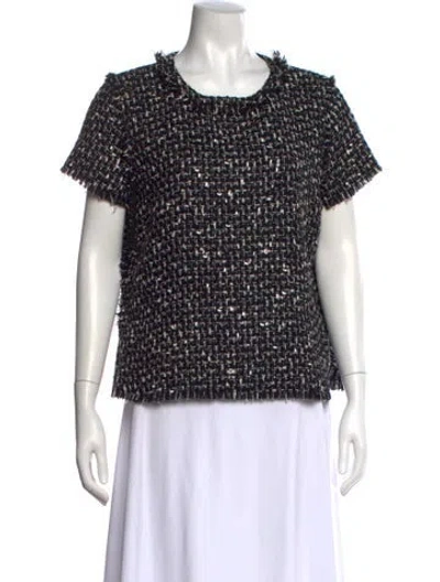 Pre-owned Carolina Herrera Scoop Neck Short Sleeve Blouse In Black