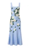 Carolina Herrera Scoop-neck Silk-jacquard Knit Midi Dress In Blue