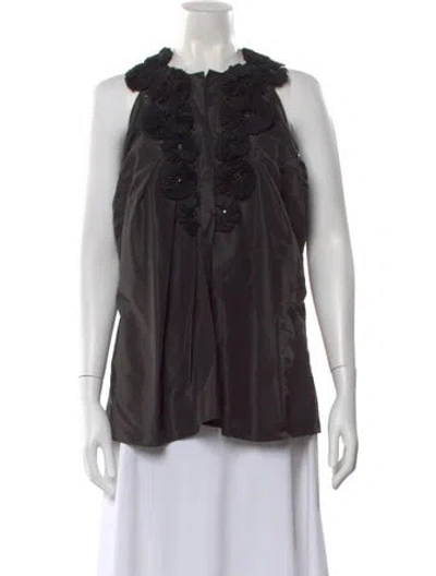 Pre-owned Carolina Herrera Scoop Neck Sleeveless Blouse In Black
