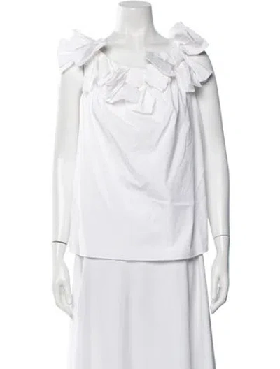 Pre-owned Carolina Herrera Scoop Neck Sleeveless Blouse In Neutrals