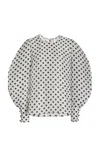 Carolina Herrera Polka-dot Silk-gazar Blouse In Black,white