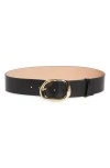 Carolina Herrera Sculptural Leather Belt In Black