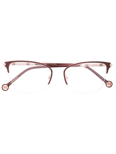 Carolina Herrera Semi-rimless Cat-eye Glasses In Gold
