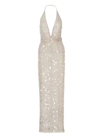 Carolina Herrera Sequin-embellished Halterneck Gown In Animal Print