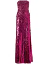 Shop Carolina Herrera Sequin-embellished Maxi Dress In Pink
