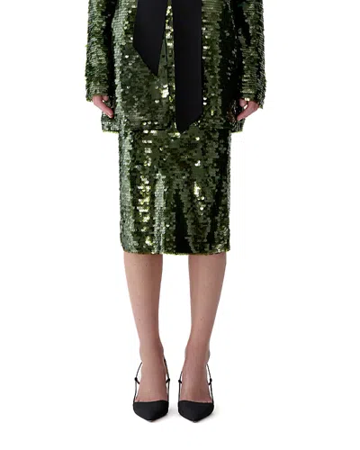 Carolina Herrera Sequin Embellished Pencil Skirt In Green