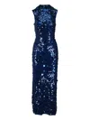Carolina Herrera Paillette Embroidered Sleeveless Mesh Column Gown In Brown