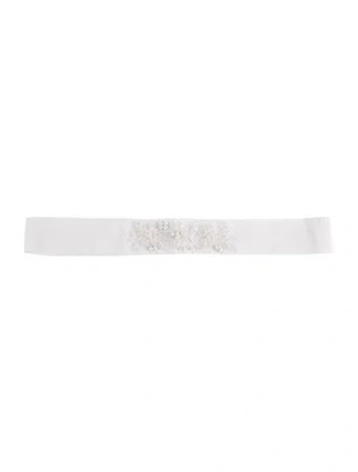 Pre-owned Carolina Herrera Sequin Embellishments Waist Belt In White