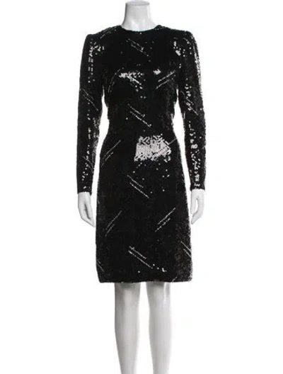 Pre-owned Carolina Herrera Sequin Knee-length Dress In Black