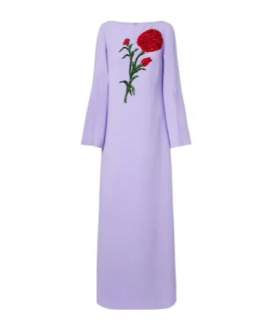 Carolina Herrera Embellished Jersey Gown In Purple