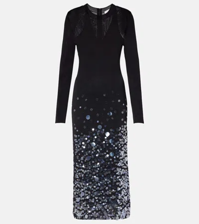 Carolina Herrera Sequined Gown In Black