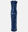 Carolina Herrera Sequined Gown In Blue