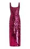 Carolina Herrera Sequined Midi Dress In Pink