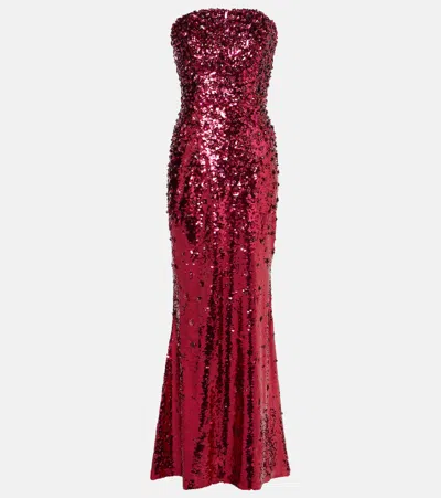 Carolina Herrera Sequin-embellished Maxi Dress In Pink