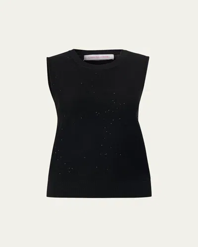 Carolina Herrera Sequined Wool-blended Tank Top In Black