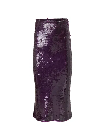 Carolina Herrera Sequin-embellished Pencil Midi Skirt In Purple