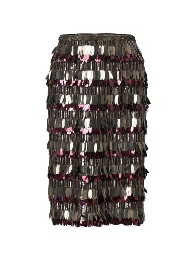 Carolina Herrera Embellished Silk Double Georgette Midi Skirt In Multi
