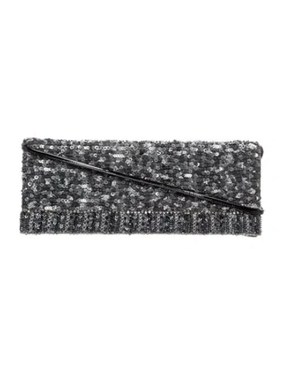 Pre-owned Carolina Herrera Sequins Shoulder Bag In Gray