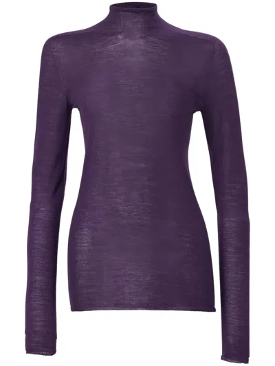 Carolina Herrera Sheer High-neck Jumper In Purple