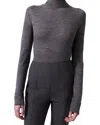 Carolina Herrera Sheer Knit Turtleneck Wool Top In Gray